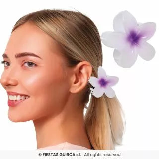 Translation missing: en.Pinza Flor para Pelo de 8 cm blanca y centro en varios colores