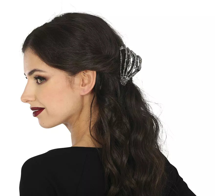 Pinza Mano Esqueleto Metal para el Pelo de 8,5 cm