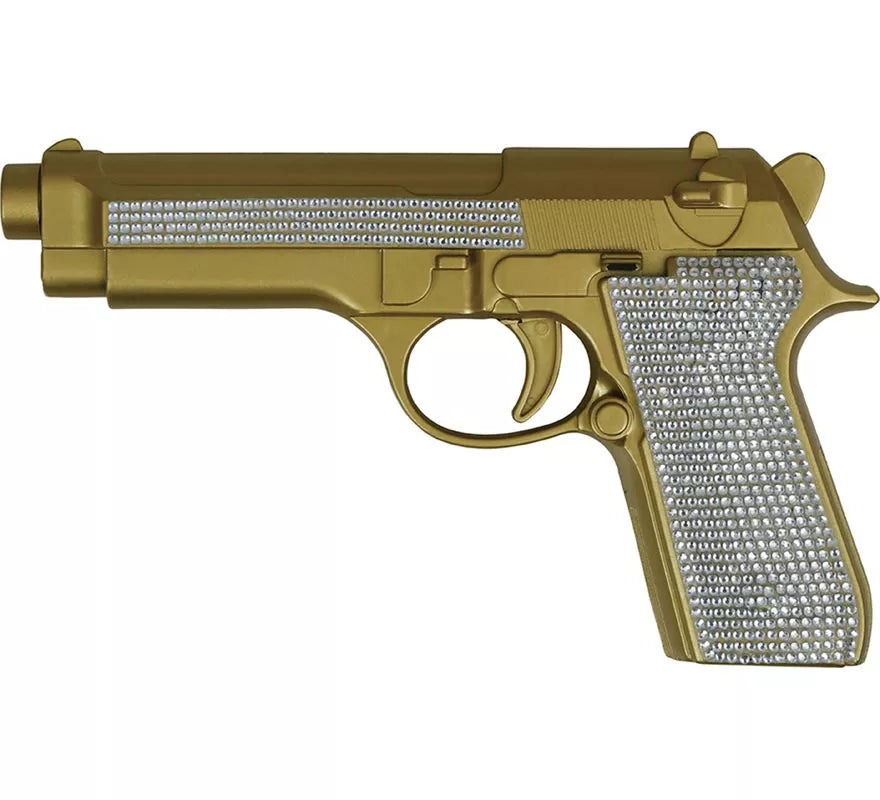 Pistola con Brillantes dorada de 25 cm
