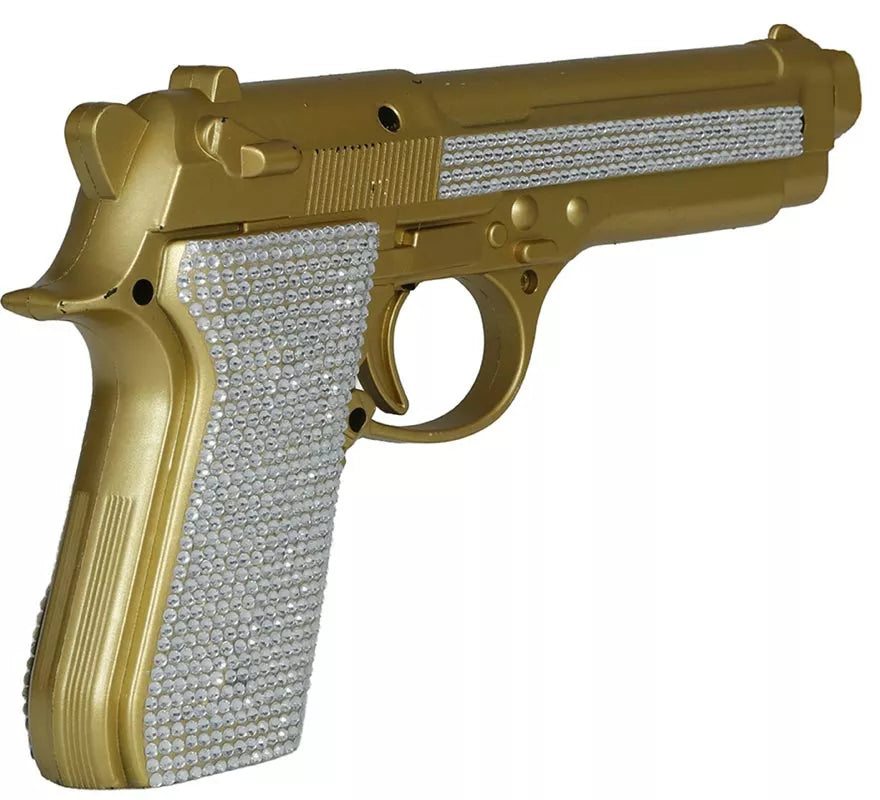 Pistola con Brillantes dorada de 25 cm