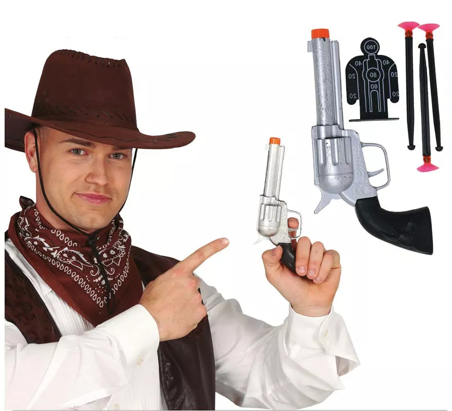 Pistola de Vaquero Plateada de 24 cm