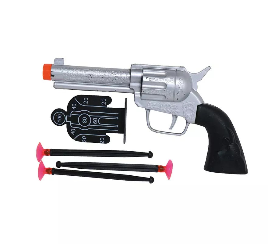 Pistola de Vaquero Plateada de 24 cm
