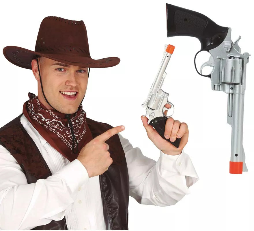 Pistola de Vaquero Plateada de 32 cm