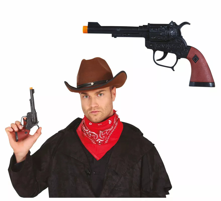 Pistola Negra de Vaquero Corta de 20 cm
