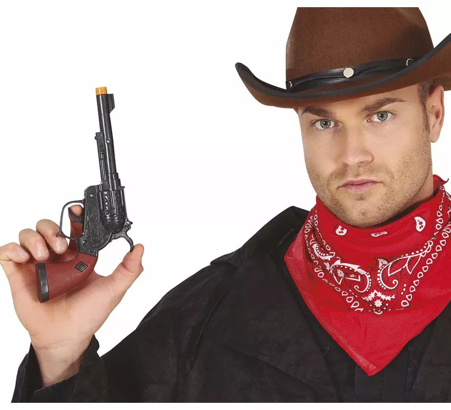 Pistola Negra de Vaquero Corta de 20 cm