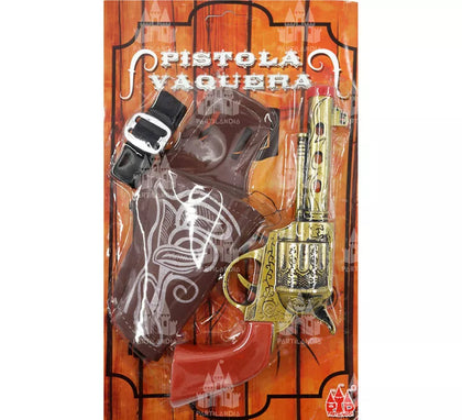 Pistola Revólver, Cartuchera y Correa con Hebilla Cowboy colores surtidos