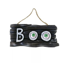 Hanging Boo plate with eyes 30x15 cm