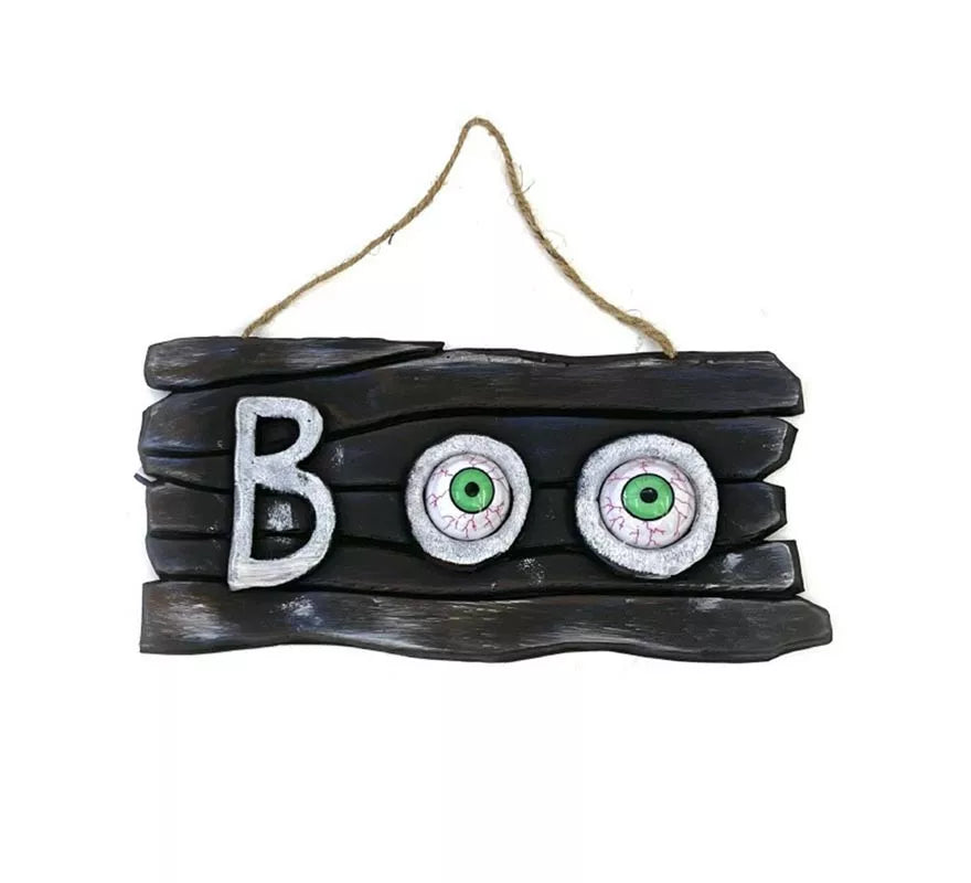 Translation missing: en.Placa Boo colgante con ojos de 30x15 cm