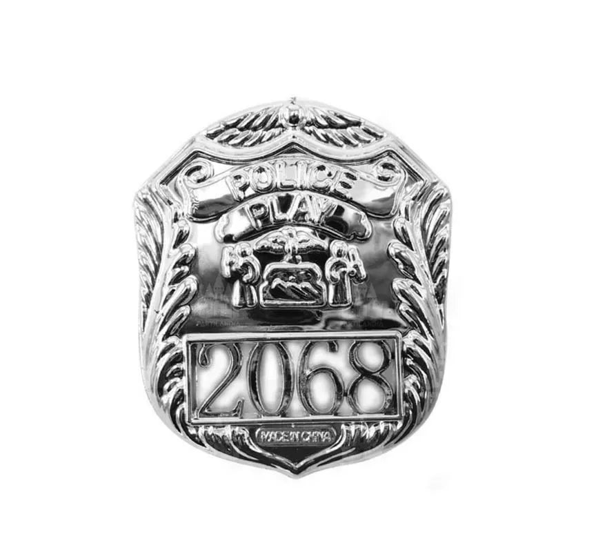 Translation missing: en.Placa de Policía plateada de plástico 2068