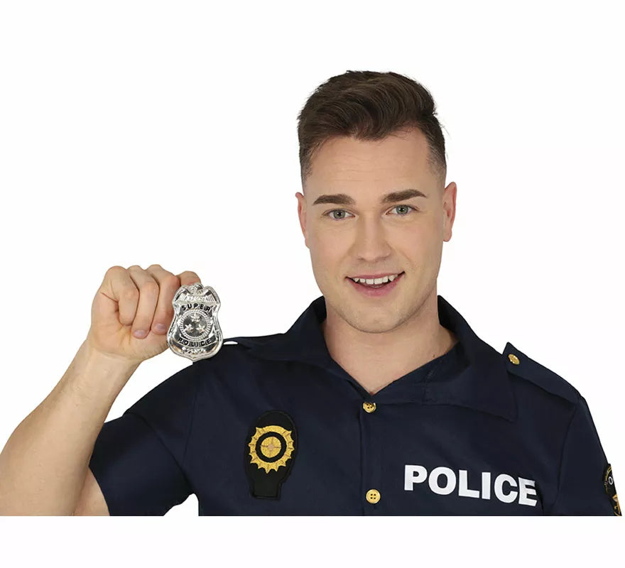Placa de Súper Policía metálica de 7 cm