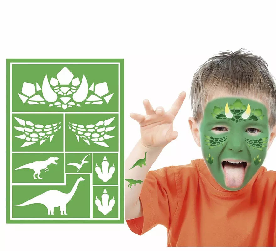 Plantilla de Maquillaje Dinosaurio Infantil Verde de 14x20 cm