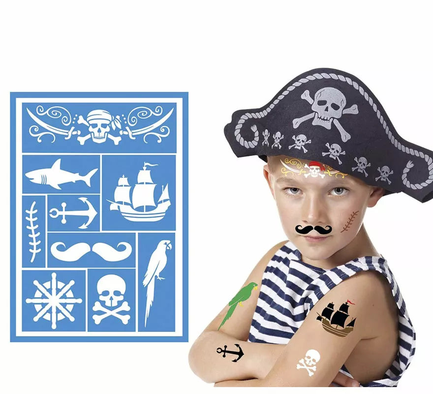 Plantilla de Maquillaje Pirata Infantil Azul de 14x20 cm