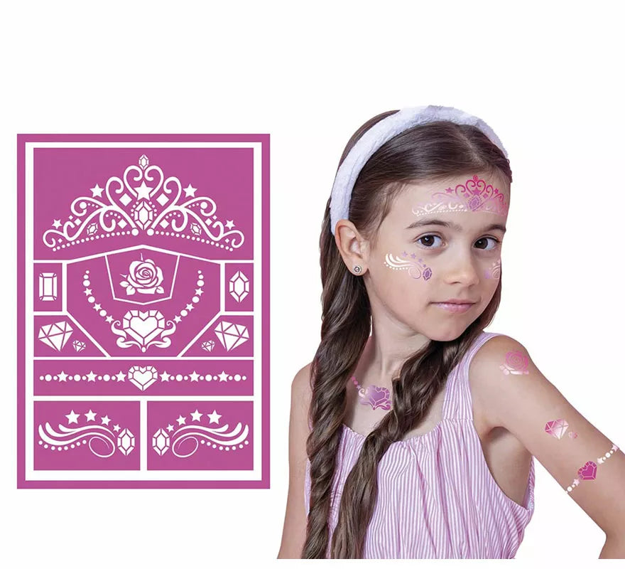 Plantilla de Maquillaje Princesa Infantil Rosa de 14x20 cm