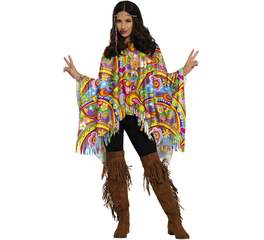 Poncho Hippie multicolor adulto