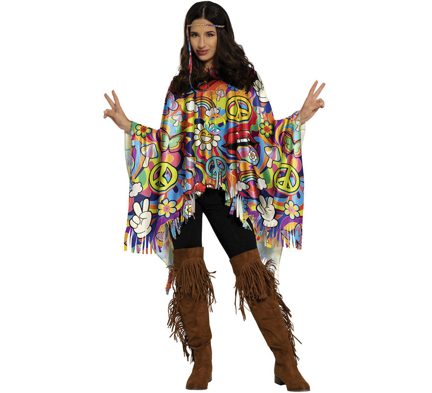 Poncho Hippie Paz multicolor adulto