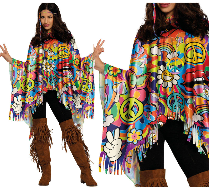 Translation missing: en.Poncho Hippie Paz multicolor adulto