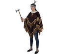 Poncho Indio marrón con flecos para adulto
