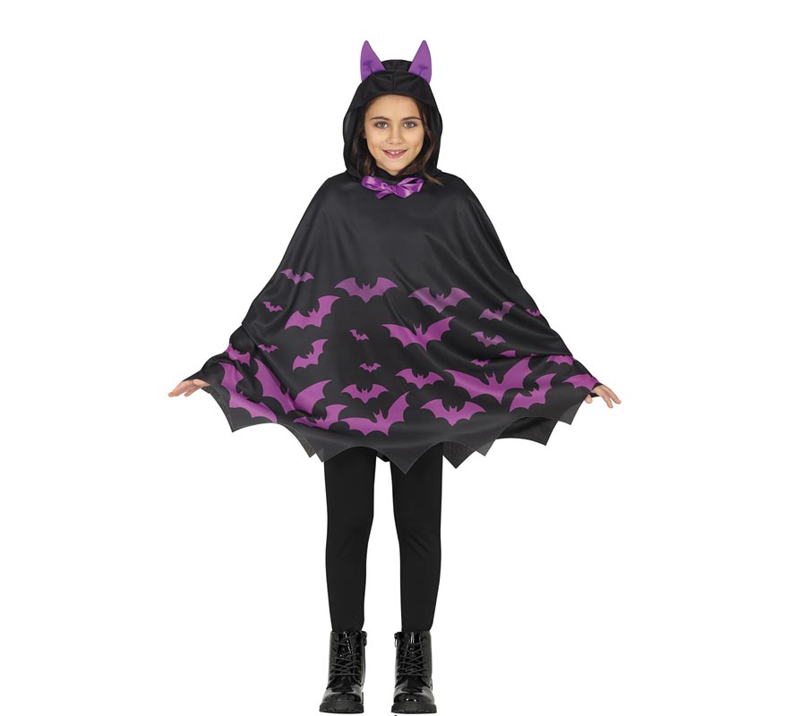 Poncho Murciélago morado para niños