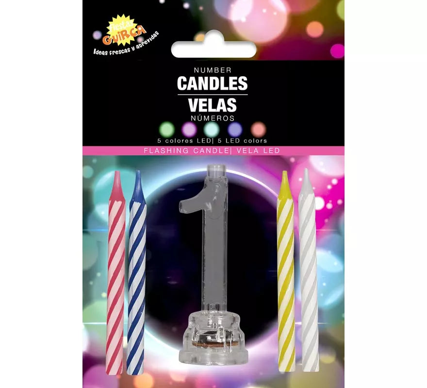 Portavela Led Nº 1 con 4 Velas, de 13 cm