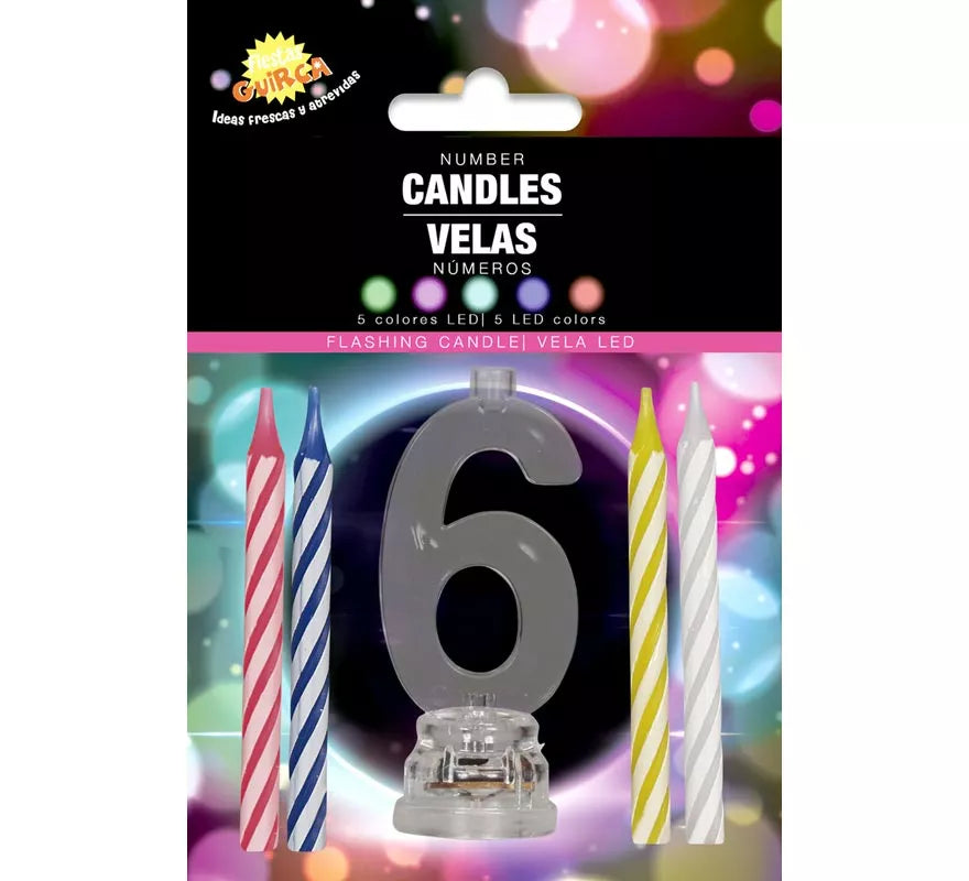 Portavela Led Nº 6 con 4 Velas, de 13 cm