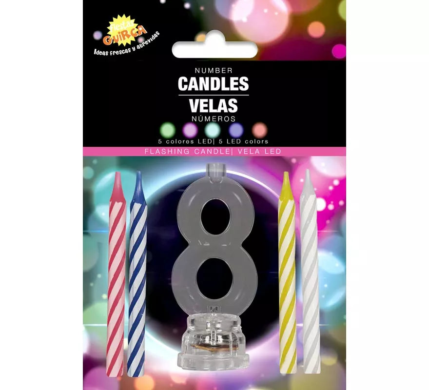 Portavela Led Nº 8 con 4 Velas, de 13 cm