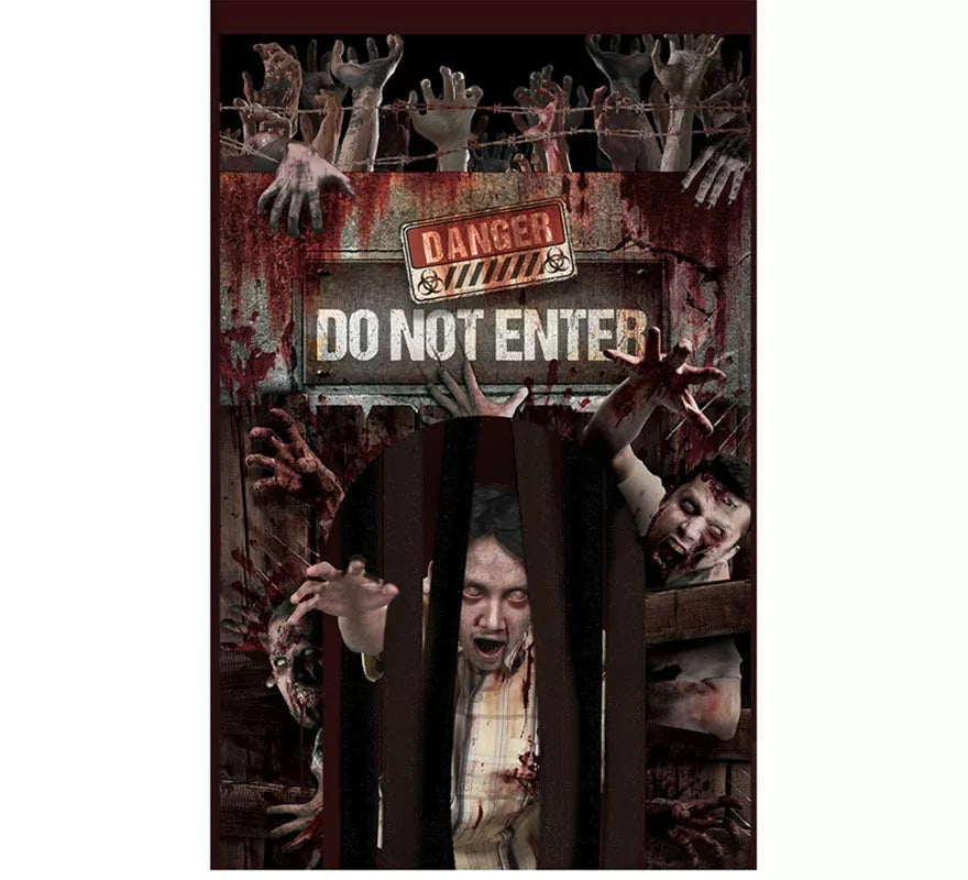 "Puerta con Cortina Zombies ""Danger"" de 145x240 cm"