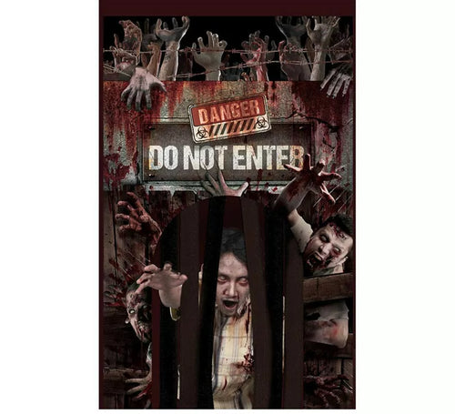 "Puerta con Cortina Zombies ""Danger"" de 145x240 cm"