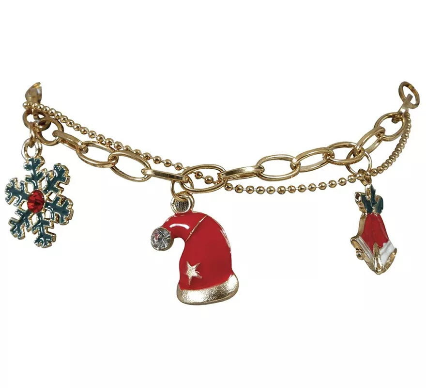 Pulsera Campana, Gorro y Copo de Navidad
