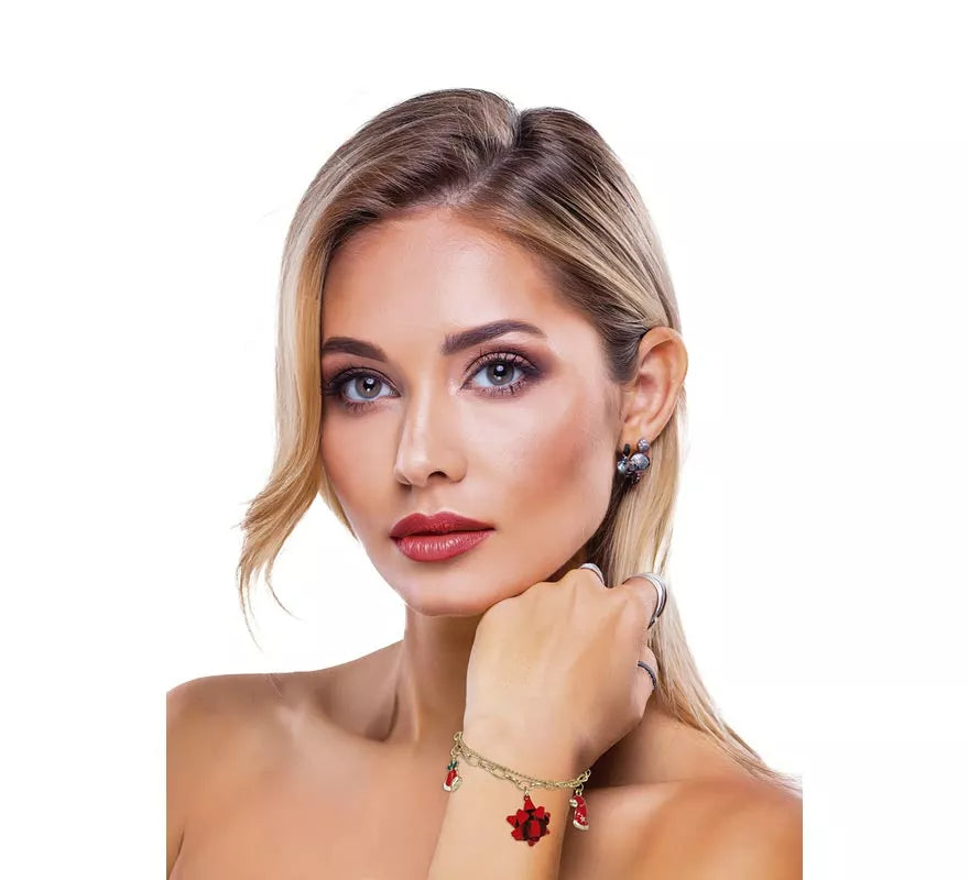 Pulsera Campana, Gorro y Lazo Floral de Navidad