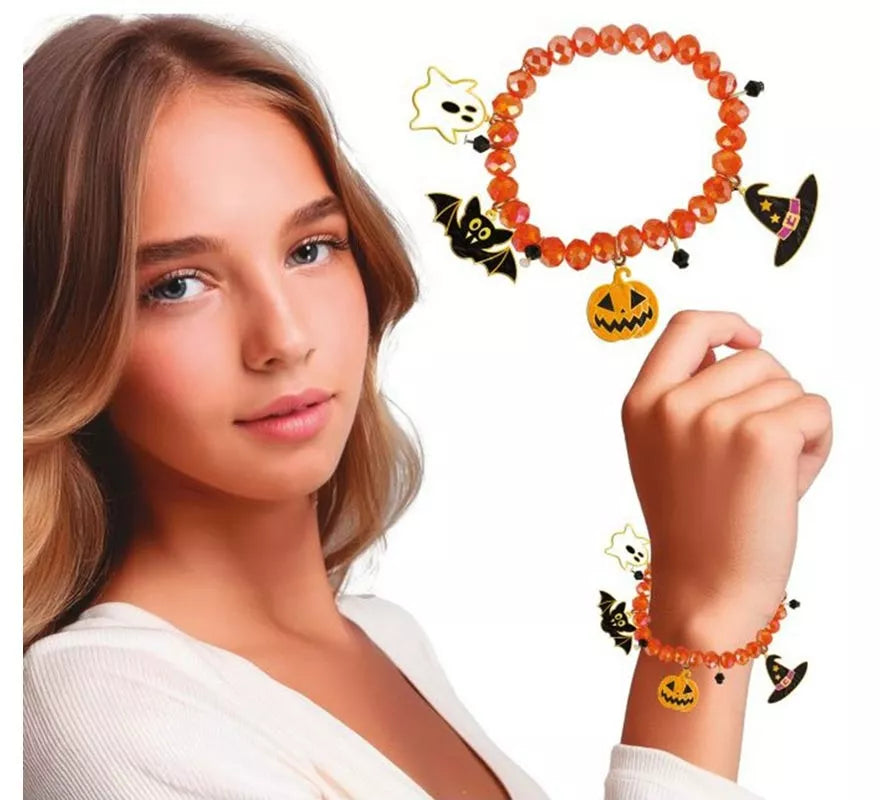 Pulsera con Figuras Naranja para Halloween