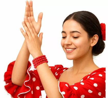 Pulsera de 4 Filas roja de Sevillana o Flamenca