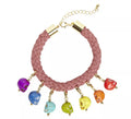 Pulsera de Cuerda con 7 Calaveras de Colores