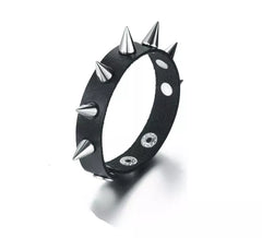 Punk bracelet with silver spikes