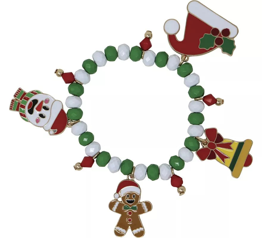 Translation missing: en.Pulsera roja y verde con Colgantes de Muñeco de Jengibre