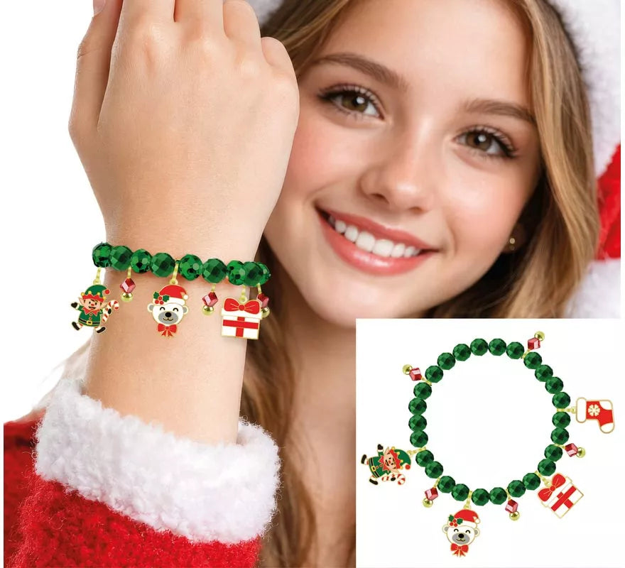 Translation missing: en.Pulsera verde con Colgantes de Papá Noel y Campana