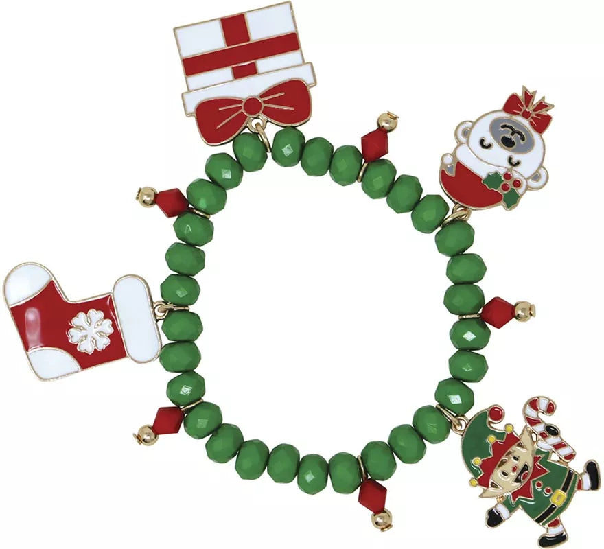 Translation missing: en.Pulsera verde con Colgantes de Papá Noel y Campana