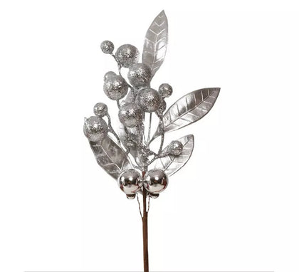 Rama de Hojas de Plata de 35 cms