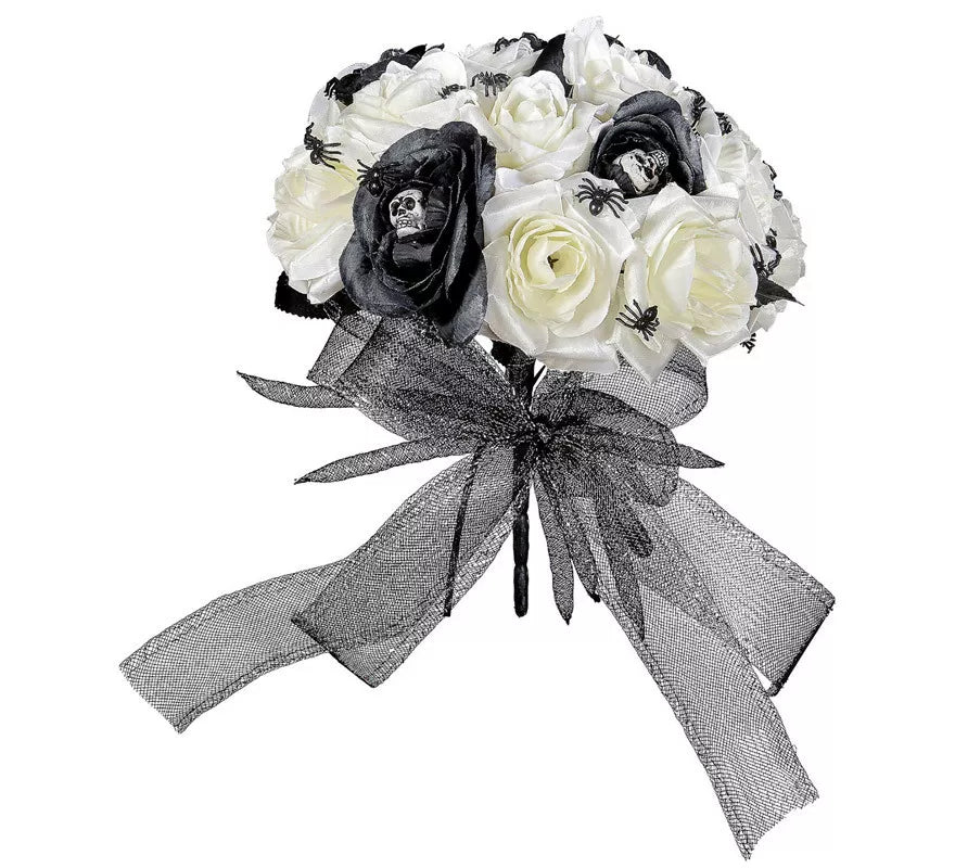 Ramo de Flores de Novia Cadáver con Calaveras y Arañas