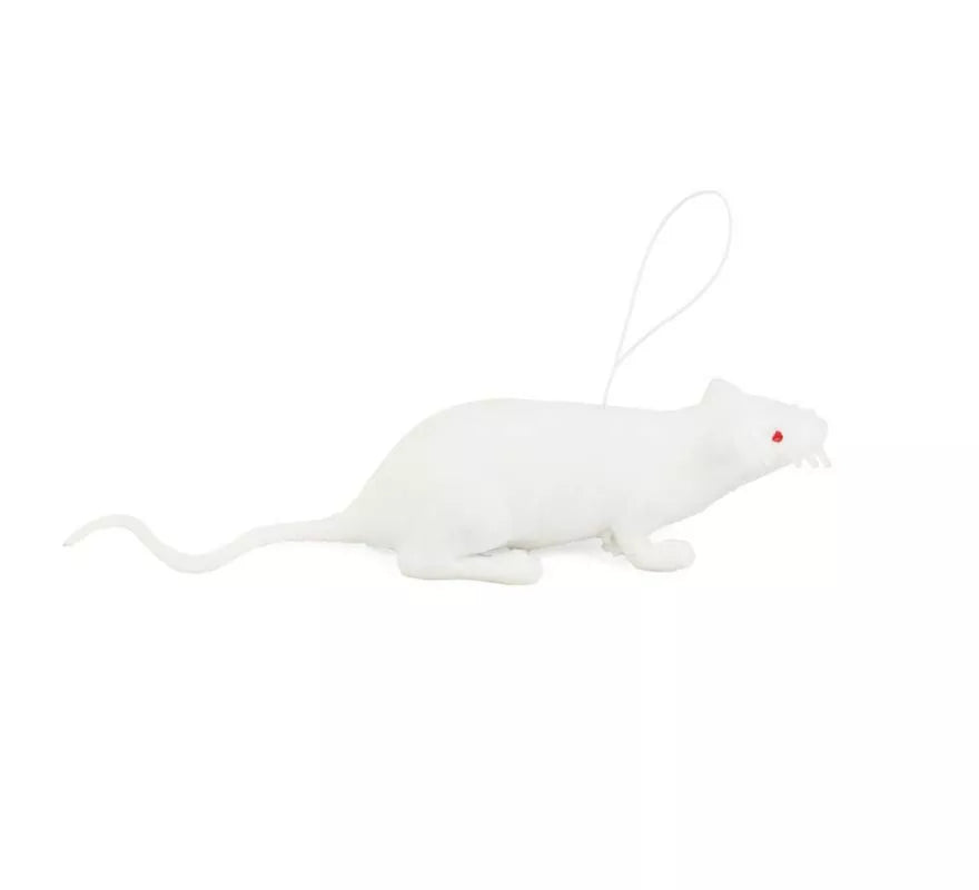 Translation missing: en.Ratón blanco con cuerda de plástico de 11 cm