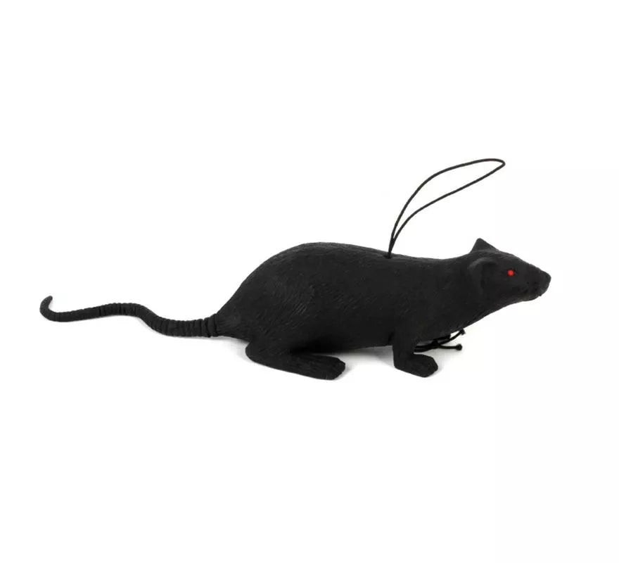 Translation missing: en.Ratón negro con cuerda de 11 cm