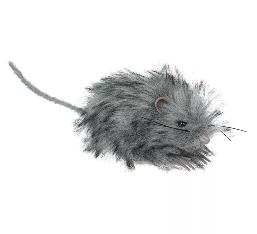 Ratón Peludo gris de 11 cm