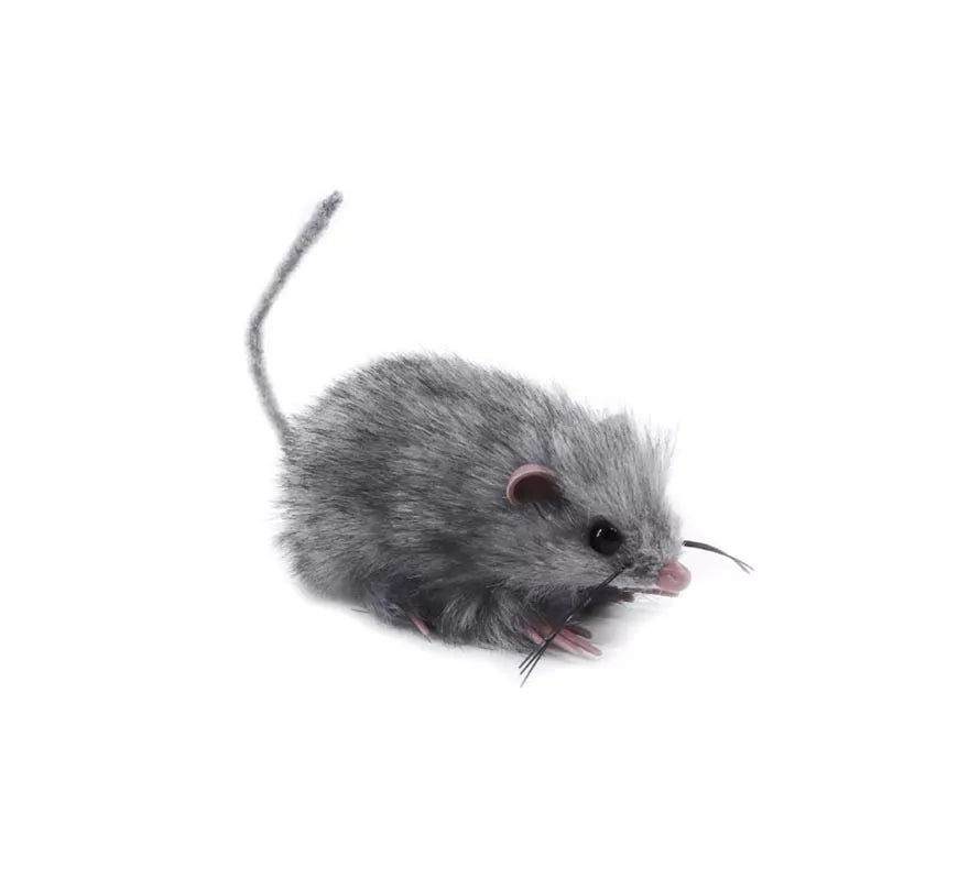 Translation missing: en.Ratón peludo gris de 13 cm