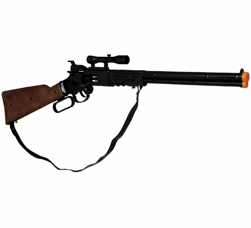 Rifle marrón con mira de 64 cm