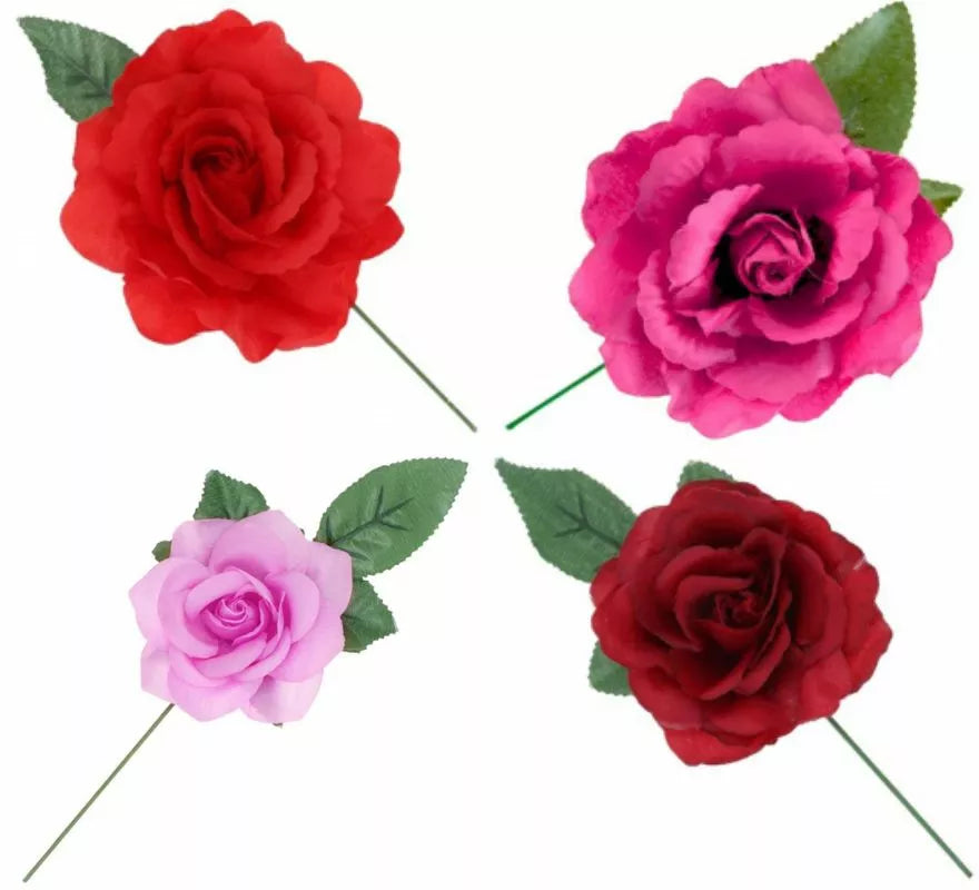 Rosa de Sevillana o Chulapa con varilla de 13 cm en varios colores