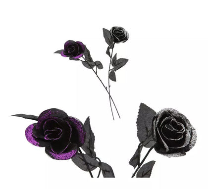 Rosa negra con purpurina de 40 cm 2 colores surtidos