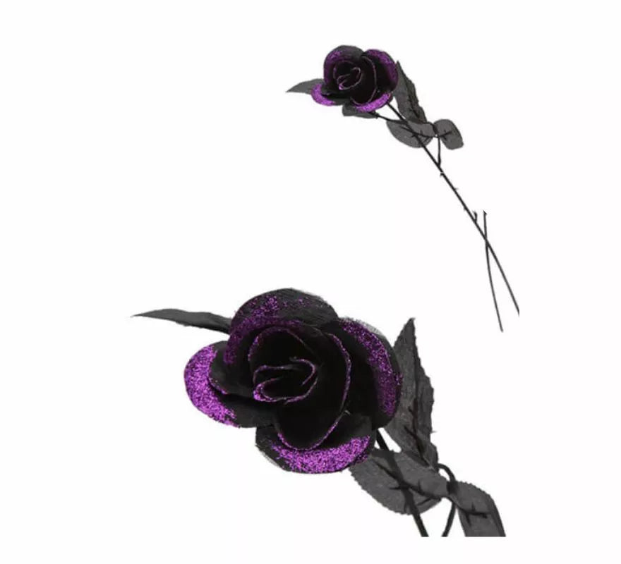 Rosa negra con purpurina de 40 cm 2 colores surtidos