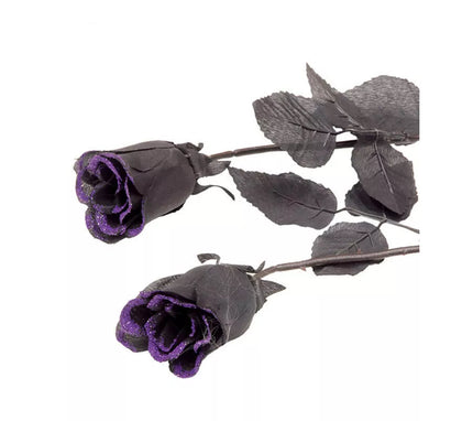 Rosa negra con purpurina morada para Halloween
