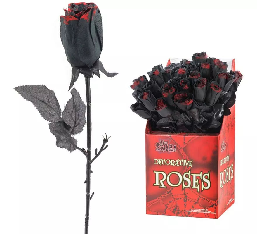 Rosa negra y roja de 46 cm