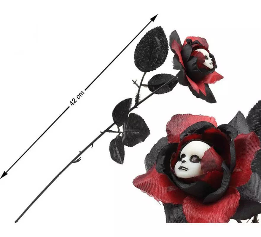 Translation missing: en.Rosa Roja y Negra de 42 cm con Cara Fantasma