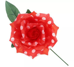Sevillana Rose with White Dots and Stem 15 cm in assorted colours